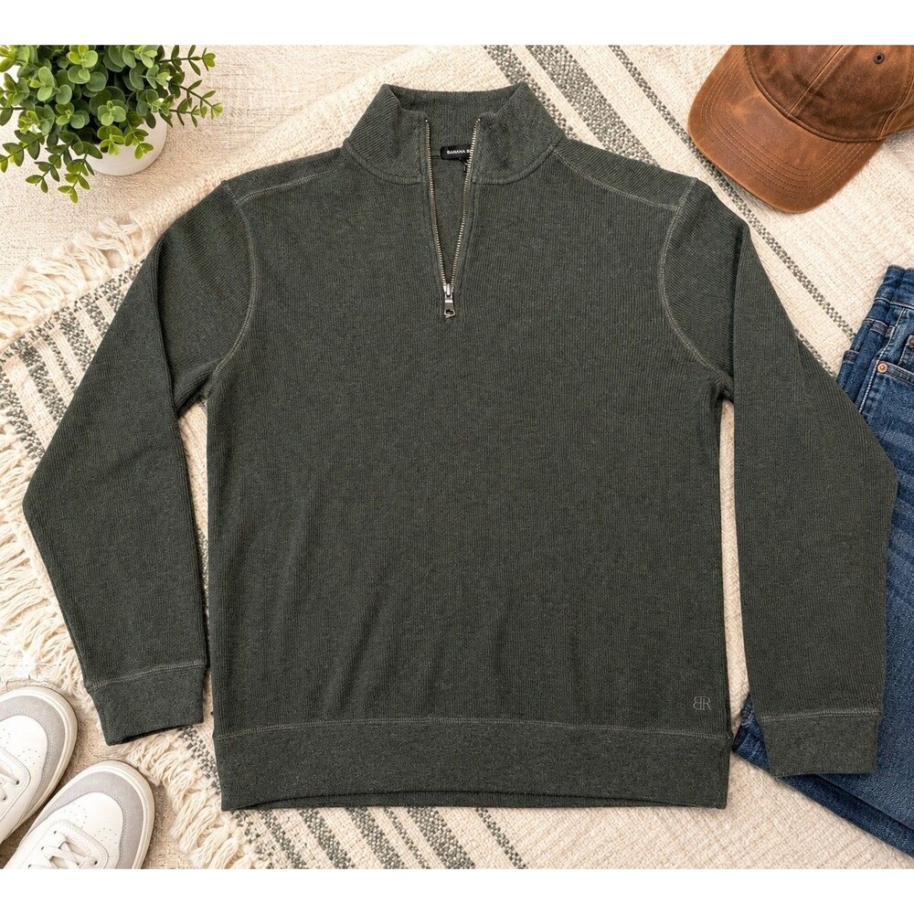 Banana Republic Sweater Mens small Pullover Cotton green fall winter cozy